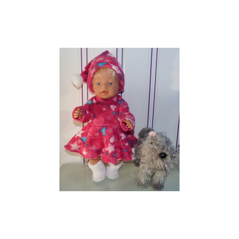 fleecejurk hard roze sterren baby born 43cm
