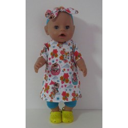 holiday jurk setje kat baby born 43cm
