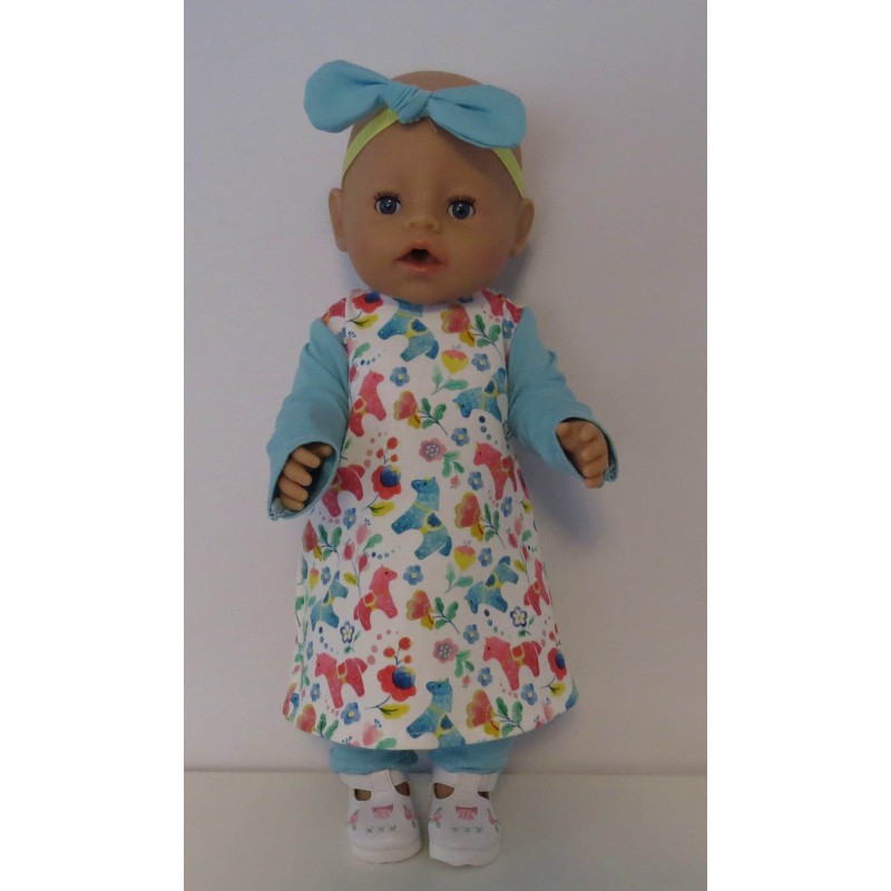 herfstjurk setje paard baby born 43cm