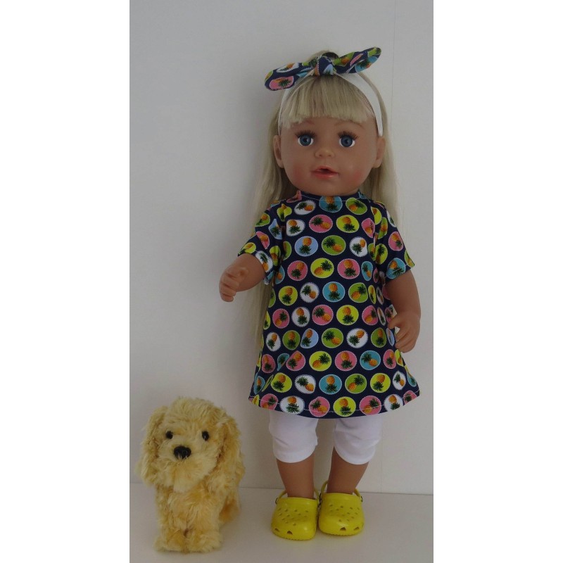 holiday jurk setjeblauw annanas  baby born 43cm