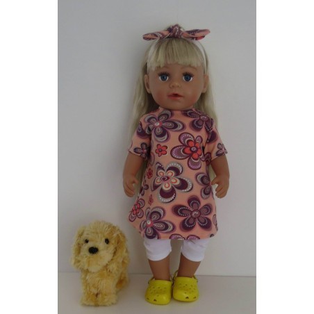 holiday jurk setje zalm bloemen baby born 43cm