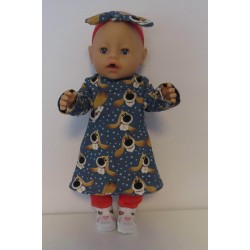 herfstjurk setje hond baby born 43cm