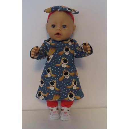 herfstjurk setje hond baby born 43cm