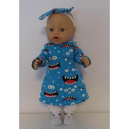 herfstjurk setje monsters baby born 43cm