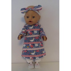 herfstjurk setje eenhoorns baby born 43cm