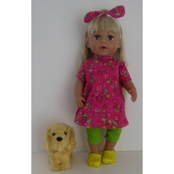 holiday jurk setje hard roze bloem baby born 43cm