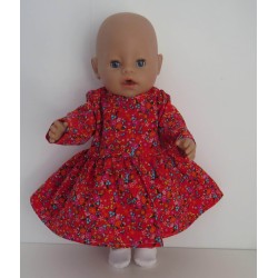 jurk rood bloemetjes baby born 43cm