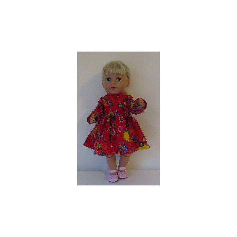 jurk rood vogels baby born 43cm