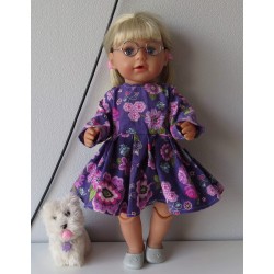 jurk paars met bloemen baby born 43cm