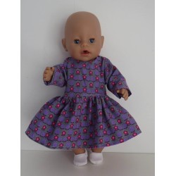 jurk grijs lila bloemen baby born 43cm