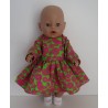 jurk groen met vogels hard roze baby born 43cm