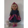 jurk blauw schootjes hard roze baby born 43cm