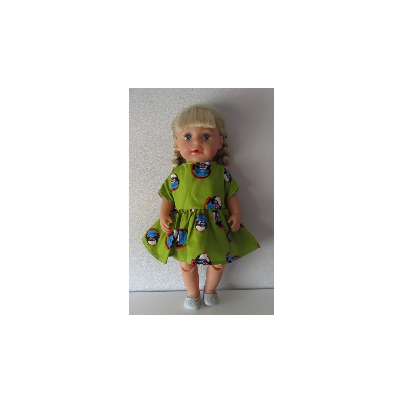 jurk groen pinguins baby born 43cm
