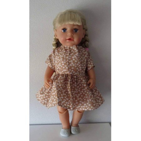 jurk bruin bloemen baby born 43cm