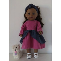 jurk hard roze met schootjes blauw baby born 43cm