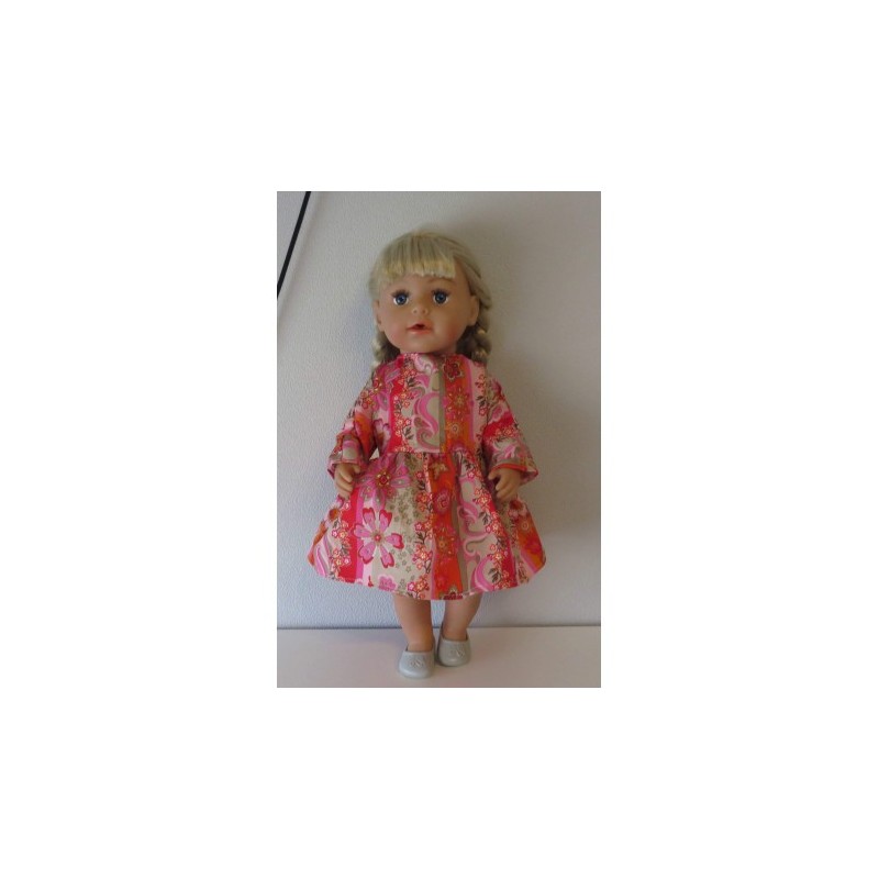 jurk gestreept gebloemd baby born 43cm