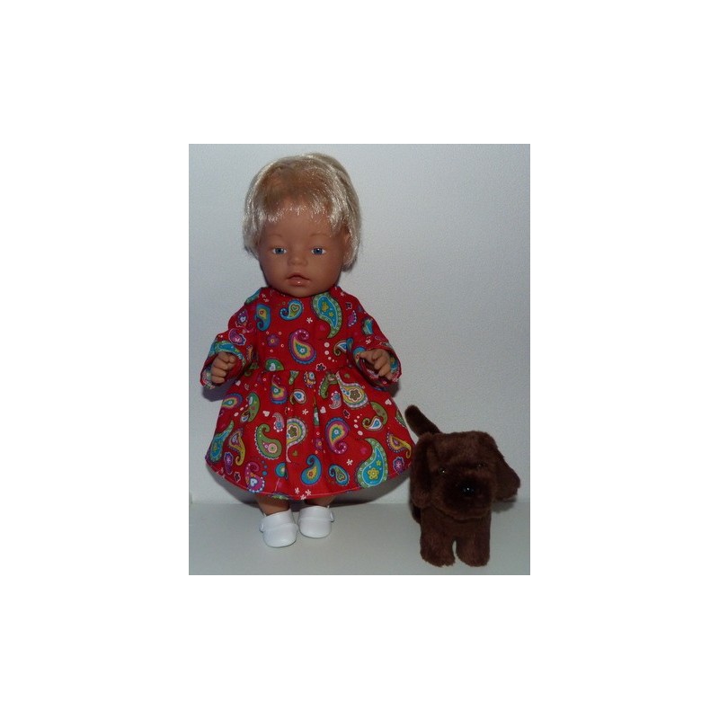 jurk rood gekleurd baby born 43cm