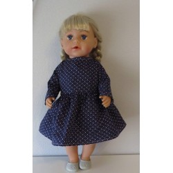 jurk donker blauw stippen roze baby born 43cm