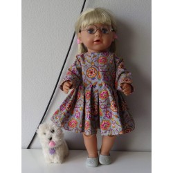 jurk grijs bloemen baby born 43cm