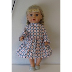 jurk blauw met bloemen baby born 43cm
