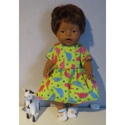 jurk groen met vogels baby born 43cm