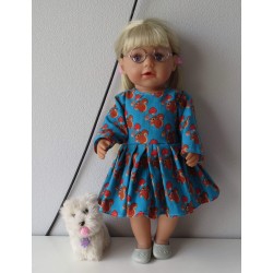 jurk blauw eekhoorns baby born 43cm