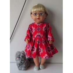 jurk rood roosjes baby born 43cm