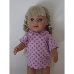 capuchontrui roze bloemen korte mouwen baby born 43cm