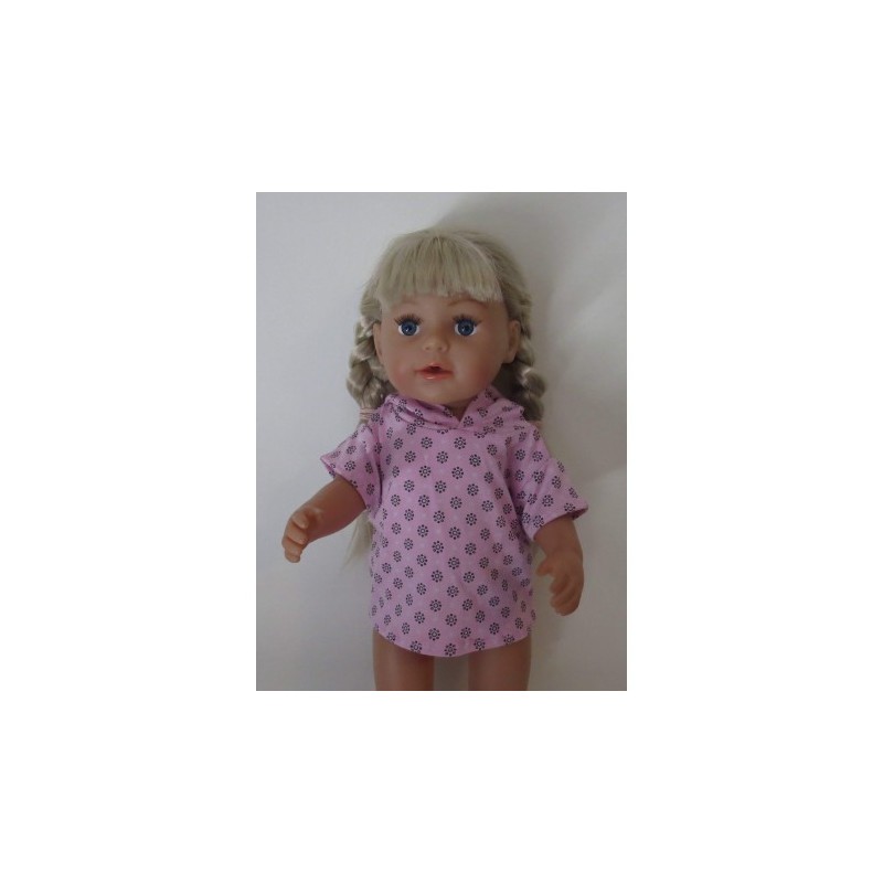 capuchontrui roze bloemen korte mouwen baby born 43cm