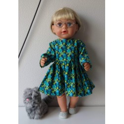 jurk groen met bloemen groen baby born 43cm