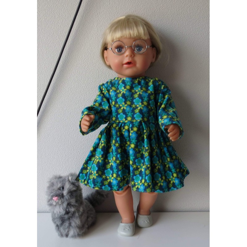 jurk groen met bloemen groen baby born 43cm