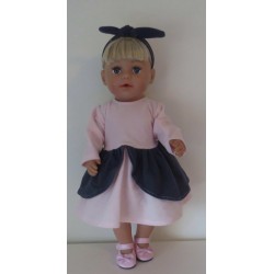 jurk roze schootjes donker blauw baby born 43cm