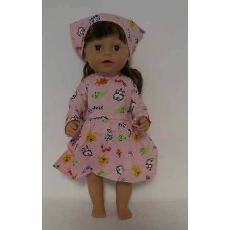 jurk roze dieren baby born 43cm