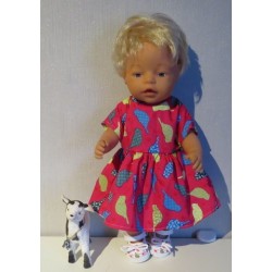 jurk hard roze vogels baby born 43cm