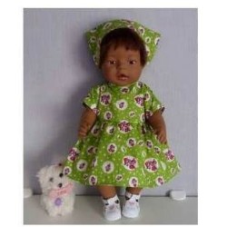 jurk groen met roosjes baby born 43cm