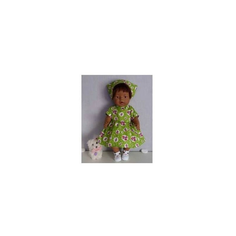 jurk groen met roosjes baby born 43cm