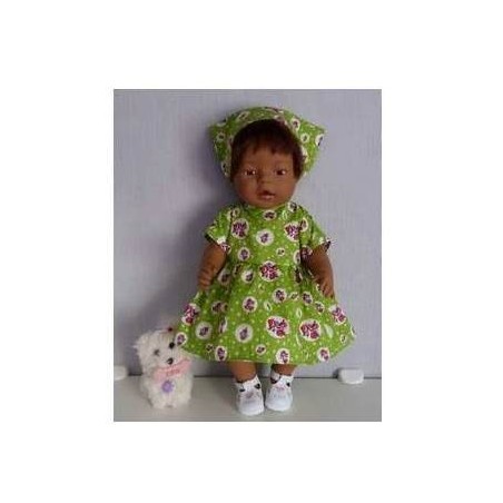 jurk groen met roosjes baby born 43cm