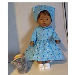 jurk blauw met bloemen baby born 43cm