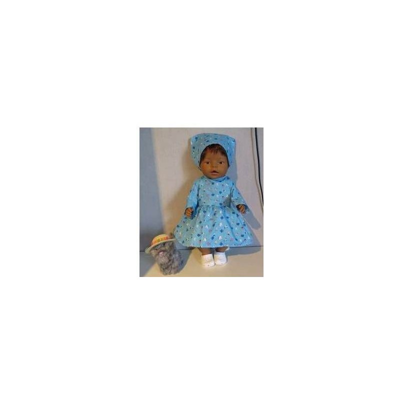jurk blauw met bloemen baby born 43cm