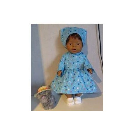 jurk blauw met bloemen baby born 43cm