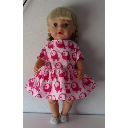 jurk roze met vogels baby born 43cm