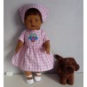 jurk roze geruit met uil baby born 43cm