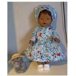 jurk blauw vlinders  baby born 43cm