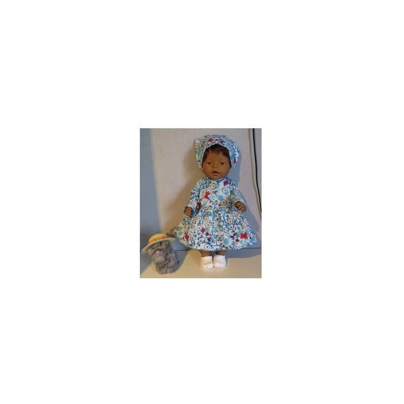 jurk blauw vlinders  baby born 43cm
