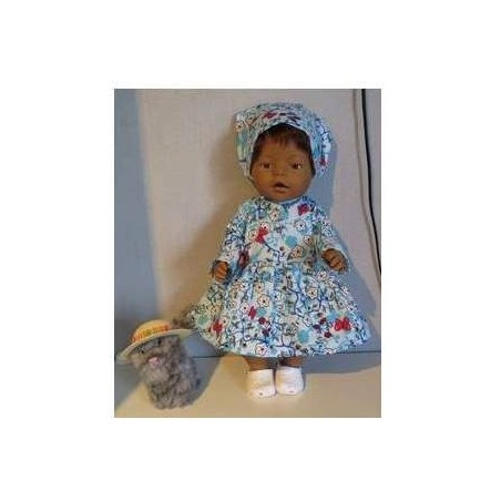 jurk blauw vlinders  baby born 43cm