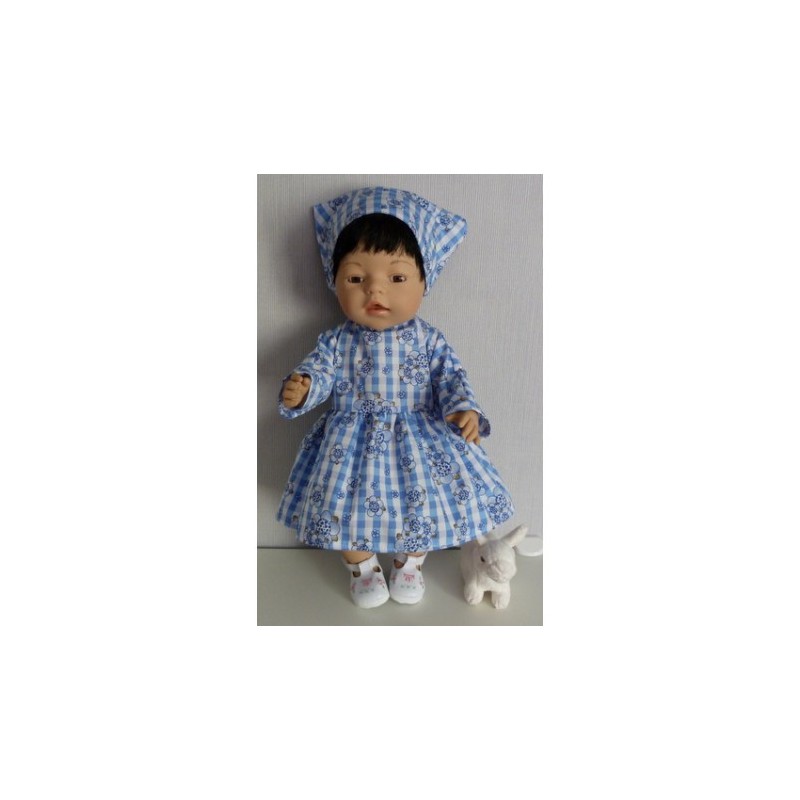jurk rozadotsje blauw baby born 43cm