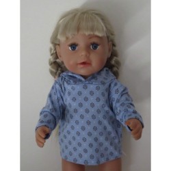 capuchontrui blauw met zwart baby born 43cm