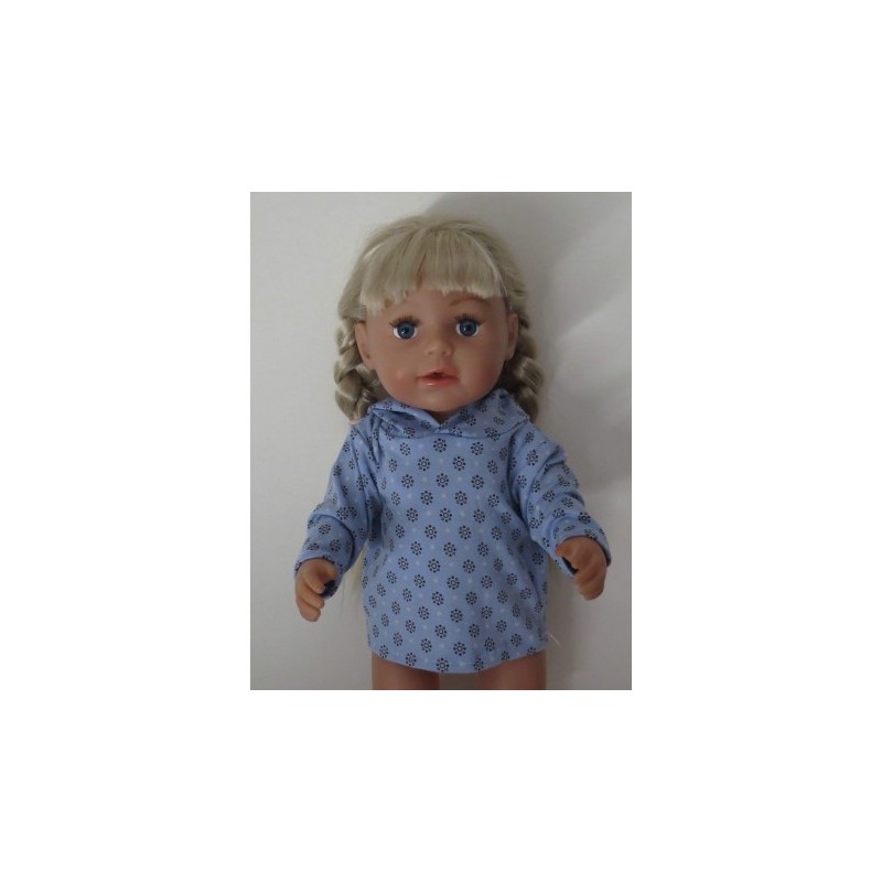 capuchontrui blauw met zwart baby born 43cm