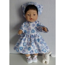 jurk blauwe hartjes  baby born 43cm