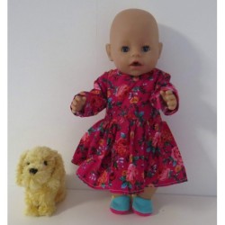 jurk hard roze roosjes baby born 43cm